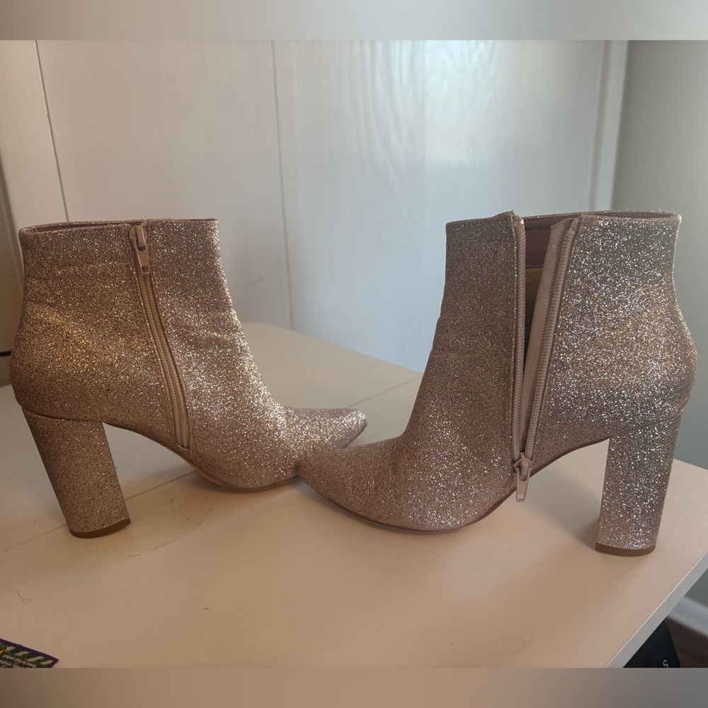 Glittery Pale Pink Ankle Boots